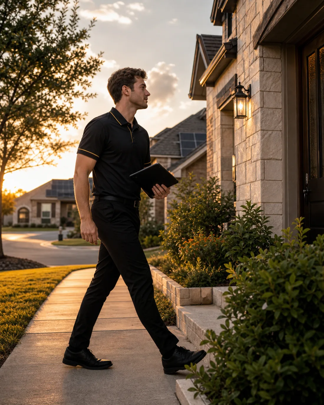 Residential sales setter approaching a Texas home